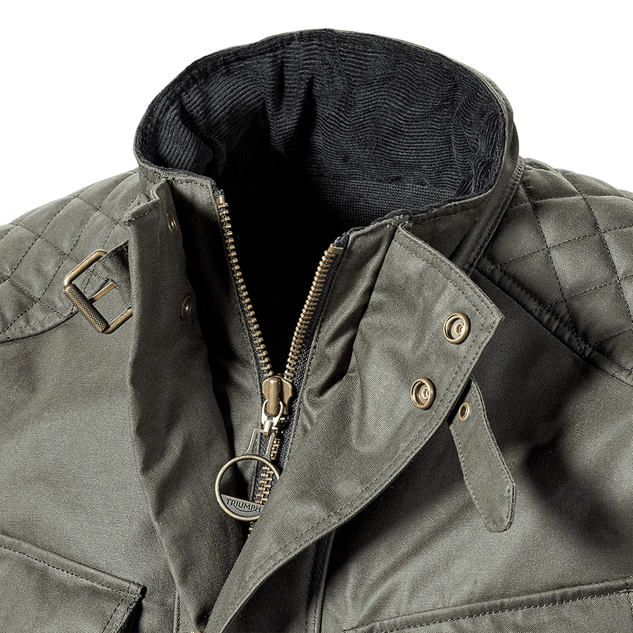 Blouson de moto en coton ciré Beck 2 Kaki | For the Ride